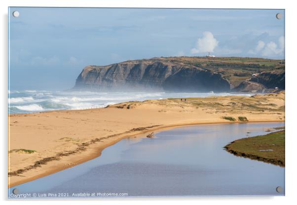 Praia da Foz do Sizandro beach in Torres Vedras, Portugal Acrylic by Luis Pina