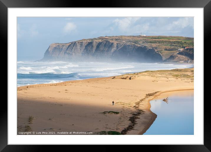 Praia da Foz do Sizandro beach in Torres Vedras, Portugal Framed Mounted Print by Luis Pina