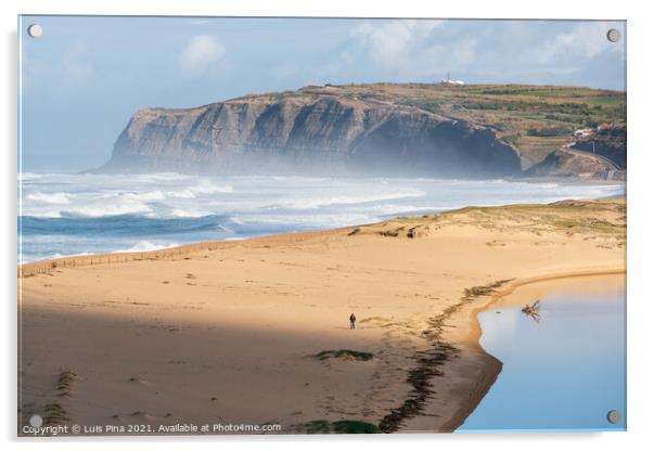 Praia da Foz do Sizandro beach in Torres Vedras, Portugal Acrylic by Luis Pina