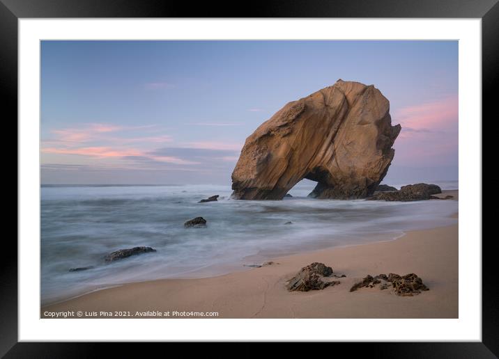 Praia de Santa Cruz beach in Portugal at sunset Framed Mounted Print by Luis Pina