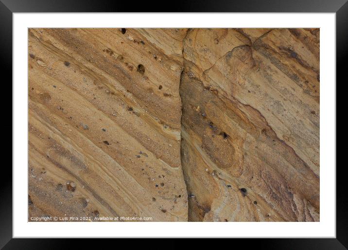 Details on schist rocks at Praia de Santa Cruz beach, in Portugal Framed Mounted Print by Luis Pina