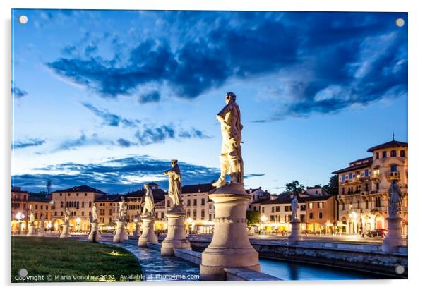 Row of illuminated statues in Padova Acrylic by Maria Vonotna