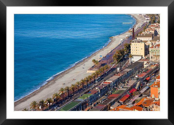 Beach Sea and Promenade in Nice Framed Mounted Print by Artur Bogacki