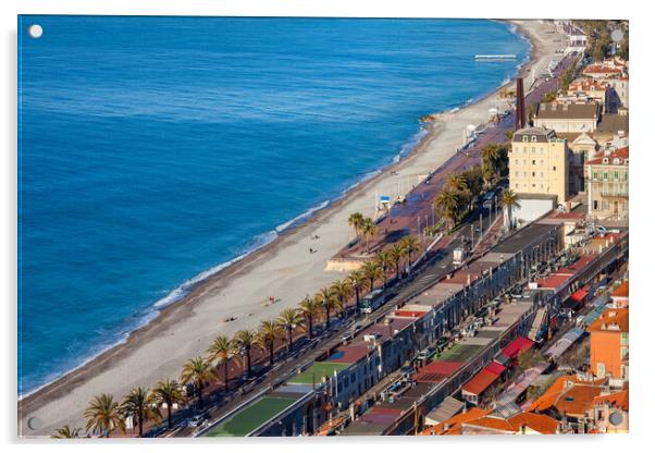Beach Sea and Promenade in Nice Acrylic by Artur Bogacki