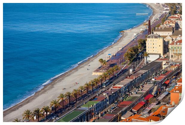 Beach Sea and Promenade in Nice Print by Artur Bogacki