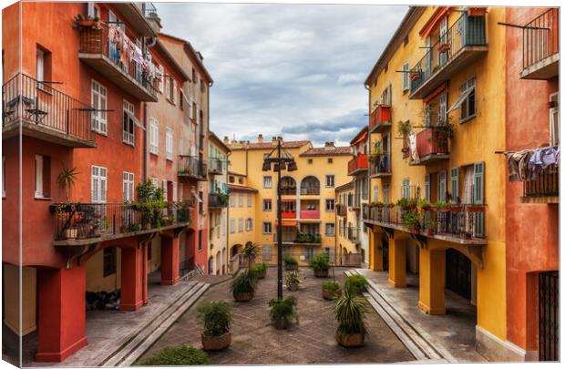 Old Town Houses in Nice City in France Canvas Print by Artur Bogacki