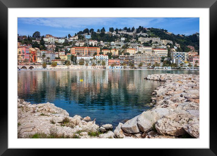 Sea Bay in Menton Town on French Riviera Framed Mounted Print by Artur Bogacki