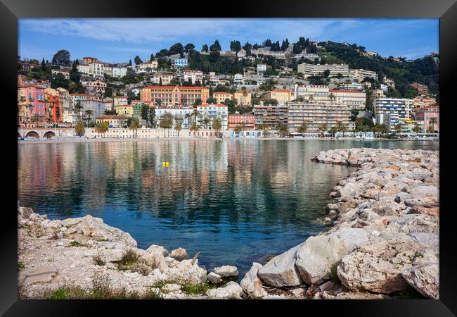 Sea Bay in Menton Town on French Riviera Framed Print by Artur Bogacki