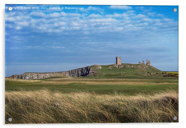 Dunstanburgh Castle from across golf course Acrylic by Kevin White