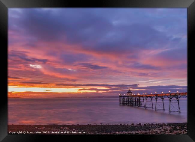 Clevedon Pier at sunset Framed Print by Rory Hailes