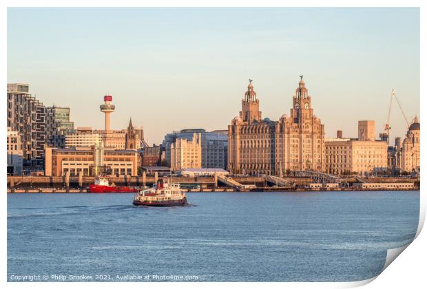 Ferry Crossing the Mersey Print by Philip Brookes
