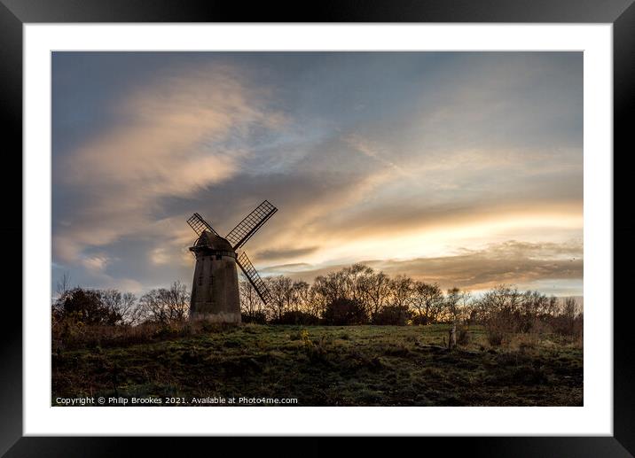 Bidston Windmill Sunset Framed Mounted Print by Philip Brookes