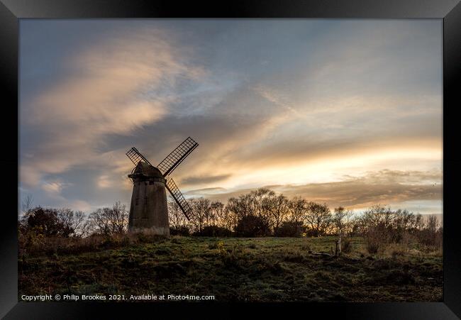 Bidston Windmill Sunset Framed Print by Philip Brookes