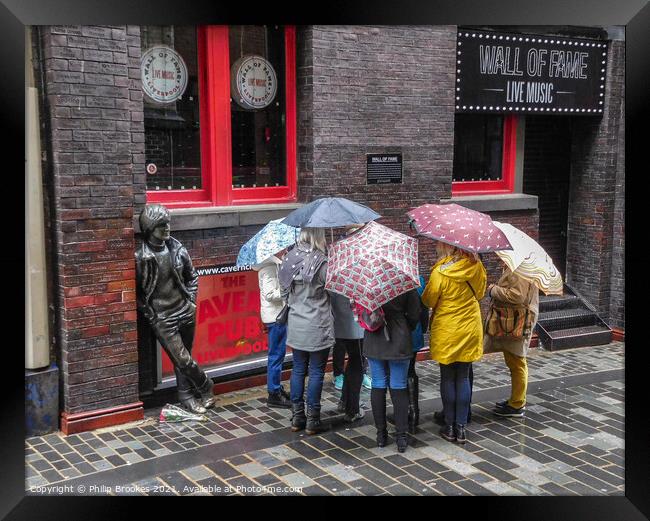 Umbrella Group at the Cavern Club Framed Print by Philip Brookes