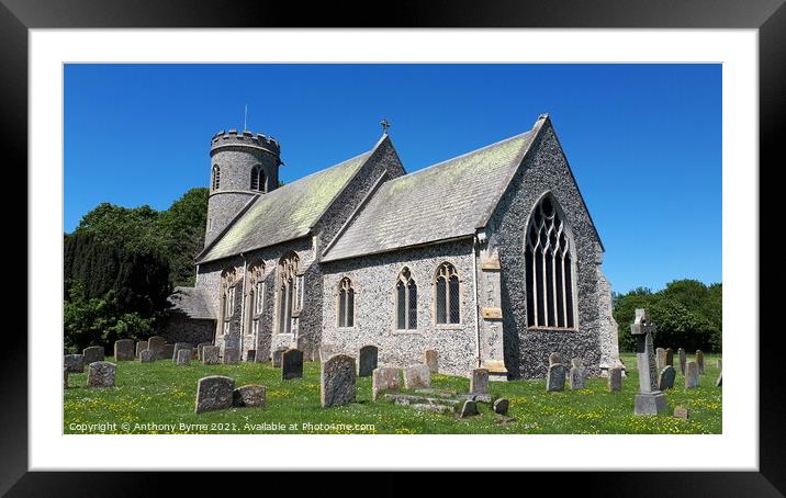 St Mary's church, weeting.  Framed Mounted Print by Anthony Byrne