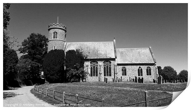 St Mary's church, weeting.  Print by Anthony Byrne