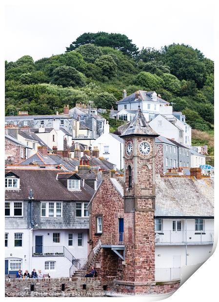 Clocktower Cawsand in Cornwall Print by Peter Greenway