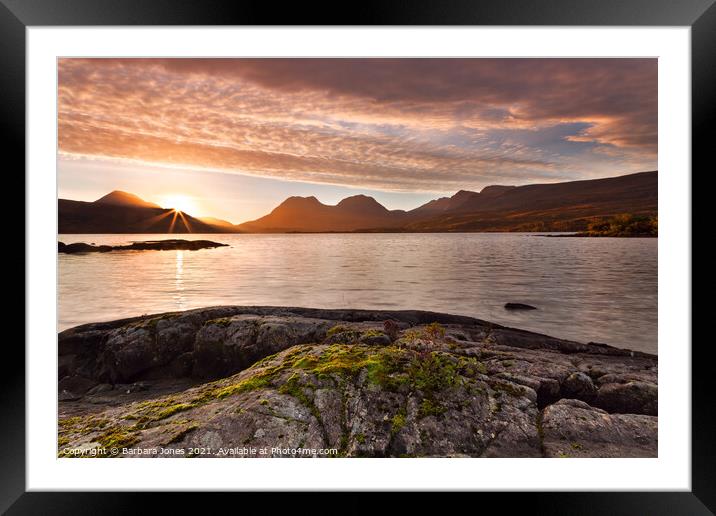 Loch Bad a Ghaill, Inverpolly Sunrise Scotland Framed Mounted Print by Barbara Jones