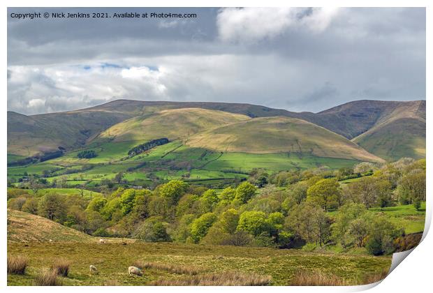 View of part of the Howgill Fells Cumbria  Print by Nick Jenkins