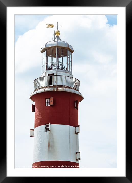 Iconic Candy Coloured Lighthouse At Plymouth Hoe,  Framed Mounted Print by Peter Greenway