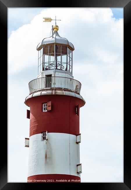 Iconic Candy Coloured Lighthouse At Plymouth Hoe,  Framed Print by Peter Greenway