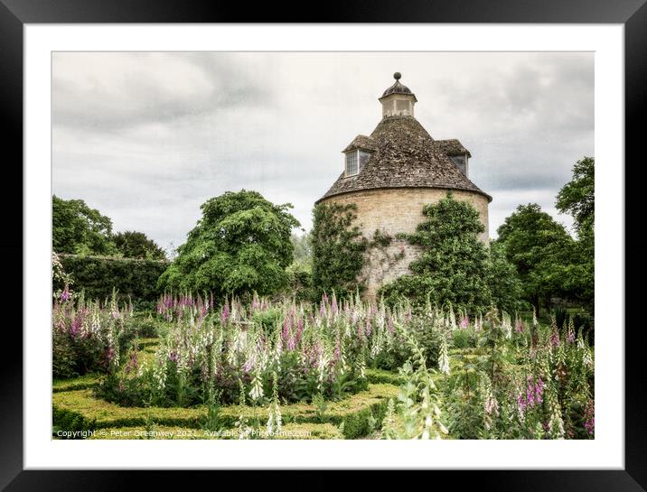 Foxgloves & Dovecote In The Walled Garden At Rouse Framed Mounted Print by Peter Greenway