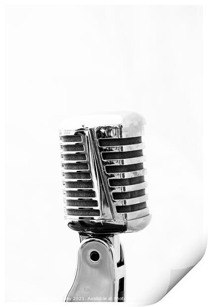  Vintage Microphone In Monochrome Print by Peter Greenway
