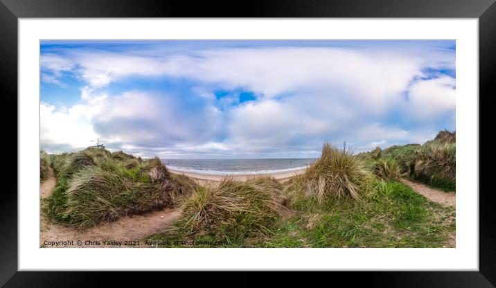 360 degree panorama of Cart Gap Beach on the Norfolk Coast Framed Mounted Print by Chris Yaxley