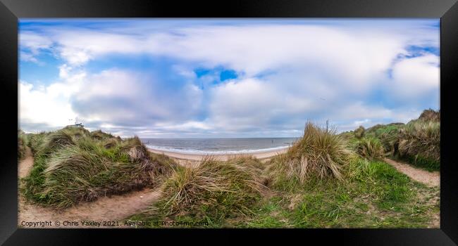 360 degree panorama of Cart Gap Beach on the Norfolk Coast Framed Print by Chris Yaxley