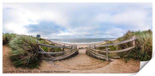 360 degree panorama of Cart Gap Beach on the Norfolk Coast Print by Chris Yaxley