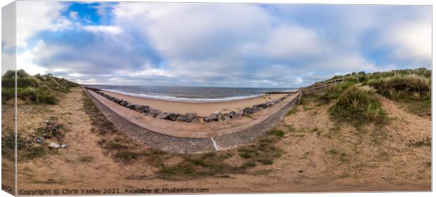 360 degree panorama of Cart Gap Beach on the Norfolk Coast Canvas Print by Chris Yaxley