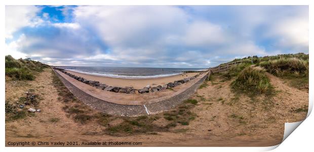 360 degree panorama of Cart Gap Beach on the Norfolk Coast Print by Chris Yaxley