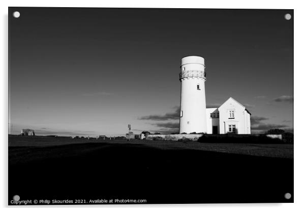 Hunstanton Lightouse B&W Acrylic by Philip Skourides