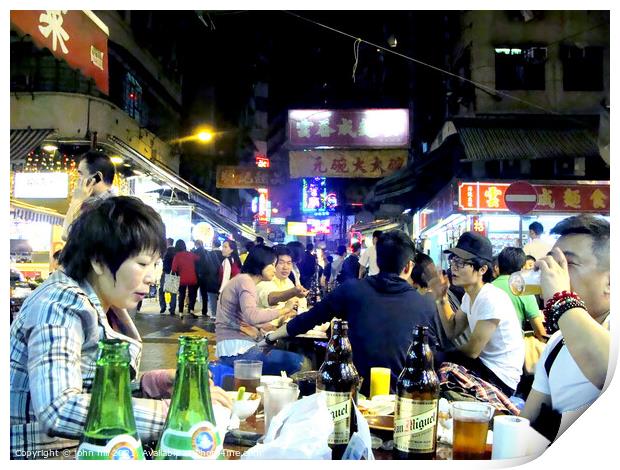 Temple Street, Hong Kong. Print by john hill