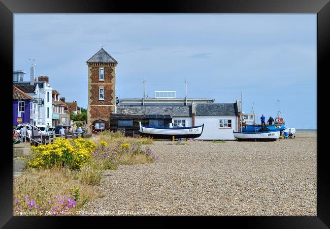 Aldeburgh Beach South Lookout Suffolk Framed Print by Diana Mower