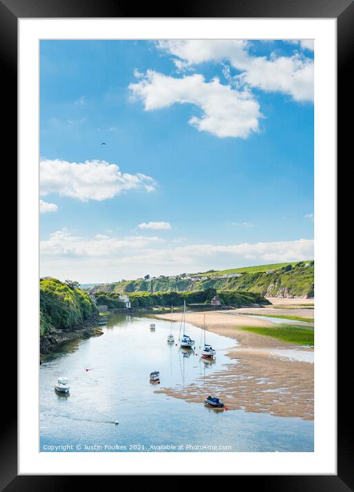 Boats on the River Avon at Bantham, South Devon Framed Mounted Print by Justin Foulkes