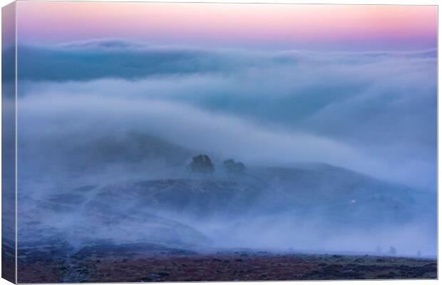 Flowing Fog over Burbage Valley Canvas Print by John Finney