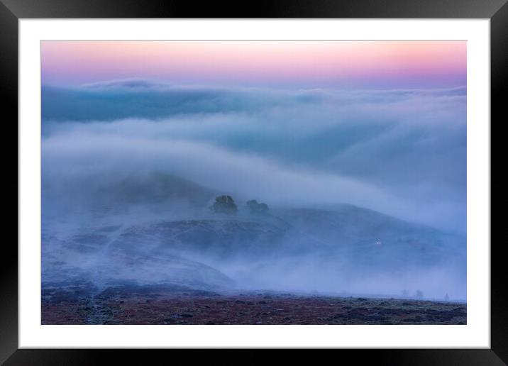 Flowing Fog over Burbage Valley Framed Mounted Print by John Finney