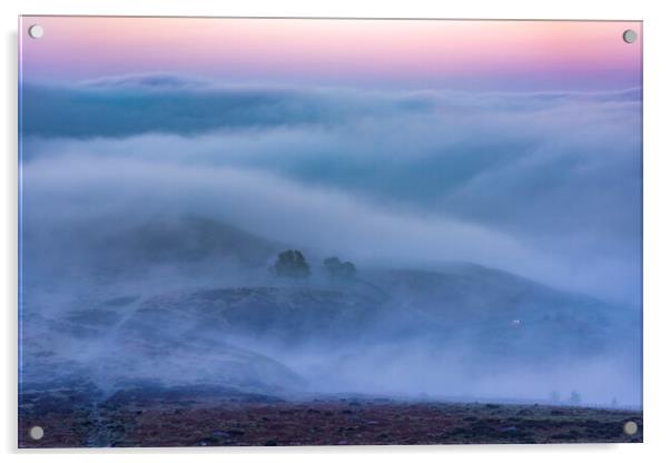 Flowing Fog over Burbage Valley Acrylic by John Finney