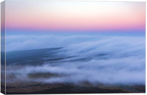 Flowing Fog over Burbage Valley Canvas Print by John Finney