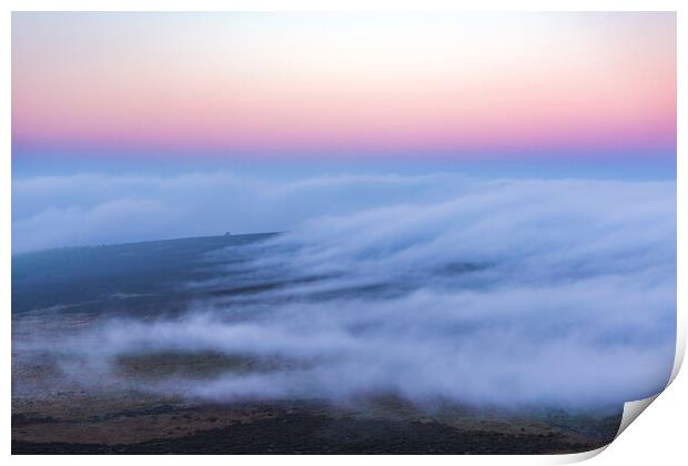Flowing Fog over Burbage Valley Print by John Finney