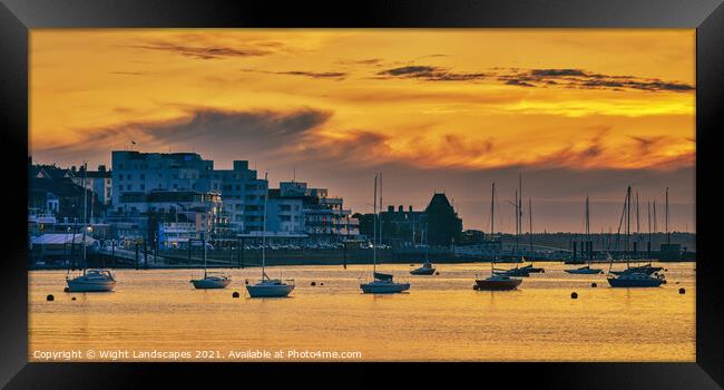 Cowes Harbour Sunset Isle Of Wight Framed Print by Wight Landscapes