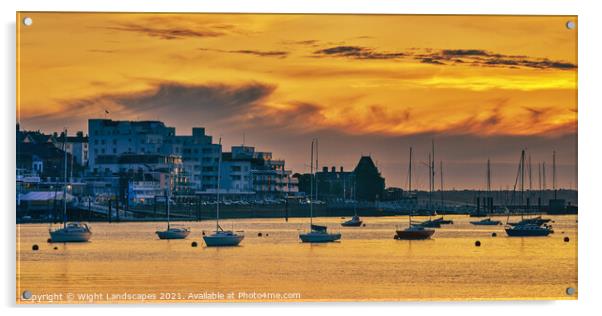 Cowes Harbour Sunset Isle Of Wight Acrylic by Wight Landscapes