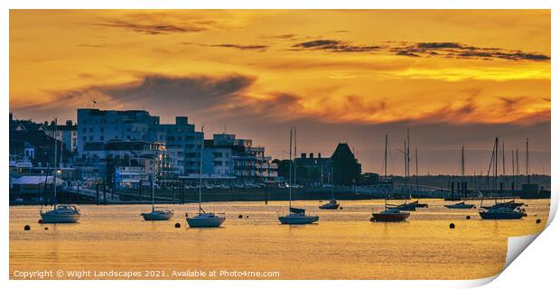 Cowes Harbour Sunset Isle Of Wight Print by Wight Landscapes