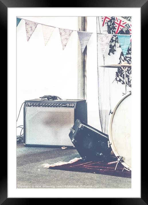 Vintage Amplifier, Bunting and Music - Bletchley P Framed Mounted Print by Peter Greenway