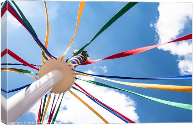 Traditional English Maypole with coloured ribbons  Canvas Print by Peter Greenway