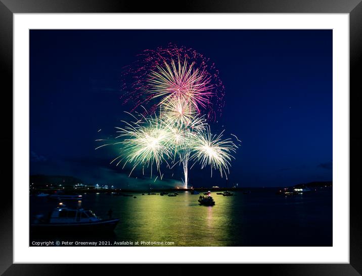 Fireworks Display Plymouth Harbour  Framed Mounted Print by Peter Greenway
