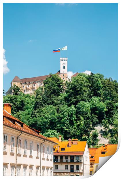 Ljubljana castle on hill Print by Sanga Park