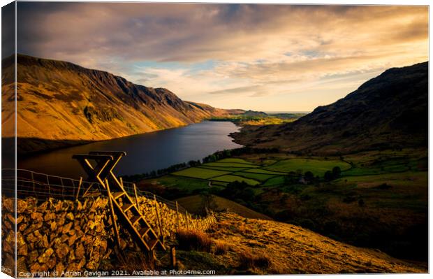 Wast Water at Sunset Canvas Print by Adrian Gavigan