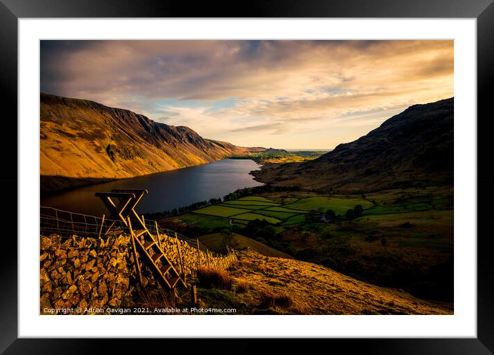 Wast Water at Sunset Framed Mounted Print by Adrian Gavigan